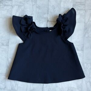 Loredana Girls Navy Blue Ruffle Chiffon Blouse (2T)